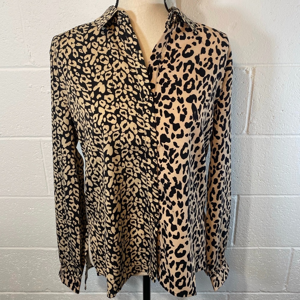 Honey Punch Leopard Print Long Sleeve High Low Top